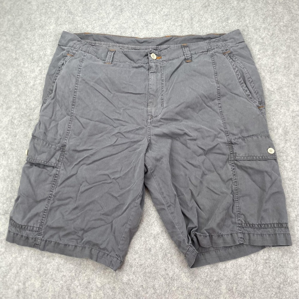 Tommy Bahama Relax Mens Cargo Shorts 40 Gray Pinstripe Tencel Cotton 40x10